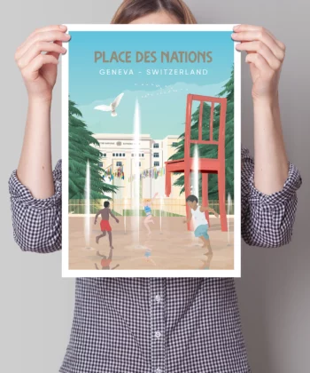 Affiche Place des Nations - Genève – poster suisse, décoration murale, cadeau suisse