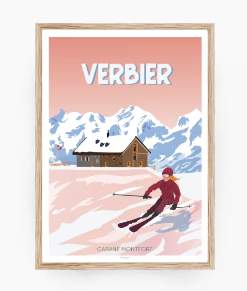 Affiche Verbier – poster suisse, décoration murale, cadeau suisse