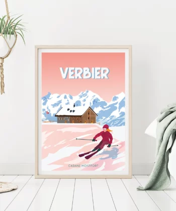 Affiche Verbier – poster suisse, décoration murale, cadeau suisse