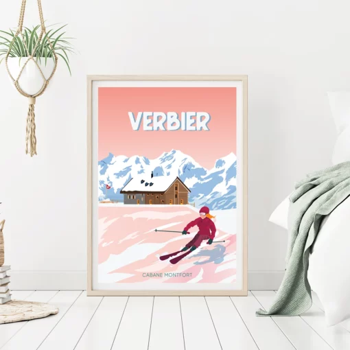 Affiche Verbier – poster suisse, décoration murale, cadeau suisse