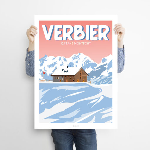 Man holding a poster of Verbier