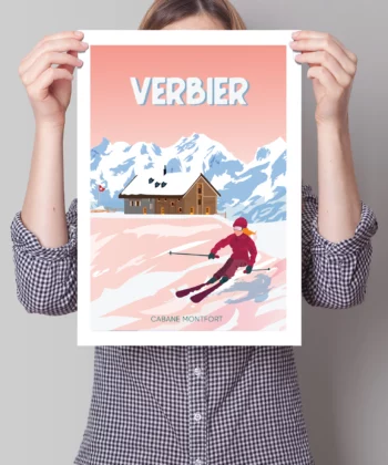 Affiche Verbier – poster suisse, décoration murale, cadeau suisse