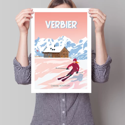 Affiche Verbier – poster suisse, décoration murale, cadeau suisse