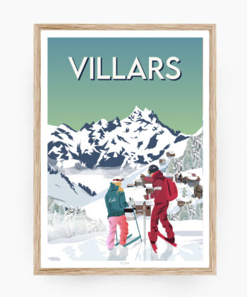 Affiche Villars – poster suisse, décoration murale, cadeau suisse