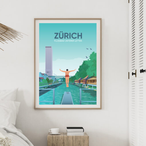 Affiche Zürich - Letten – poster suisse, décoration murale, cadeau suisse
