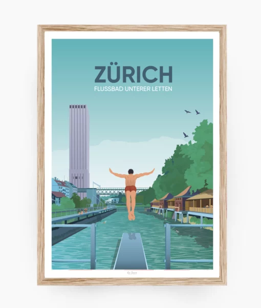 Affiche Zürich - Letten – poster suisse, décoration murale, cadeau suisse