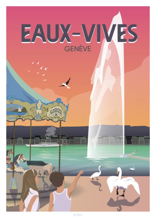 Affiche Eaux-Vives 23 – poster suisse, décoration murale, cadeau suisse