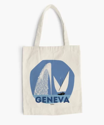 Totebag avec le jet d'eau et neptune