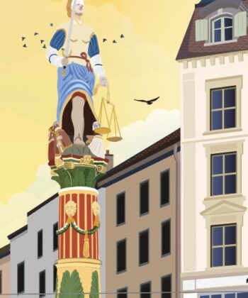 Affiche Bâle - La baignade – poster suisse, décoration murale, cadeau suisse