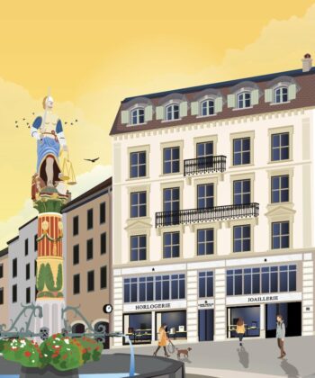 Affiche Bâle - La baignade – poster suisse, décoration murale, cadeau suisse