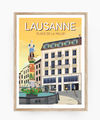 Affiche Lausanne - Place de la Palud – poster suisse, décoration murale, cadeau suisse