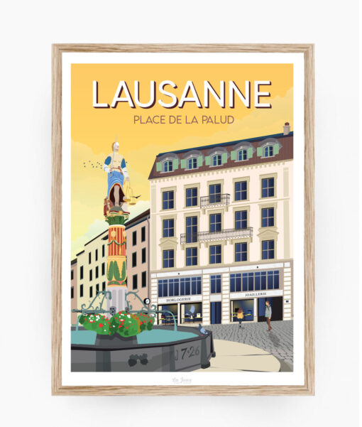 Affiche Lausanne - Place de la Palud – poster suisse, décoration murale, cadeau suisse