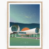 Affiche du Cern avec des particules dans le ciel