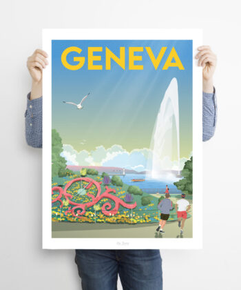 Affiche Bâle - La baignade – poster suisse, décoration murale, cadeau suisse