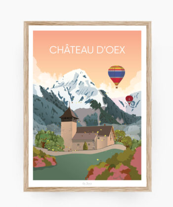 Affiche Château-d'Œx – poster suisse, décoration murale, cadeau suisse