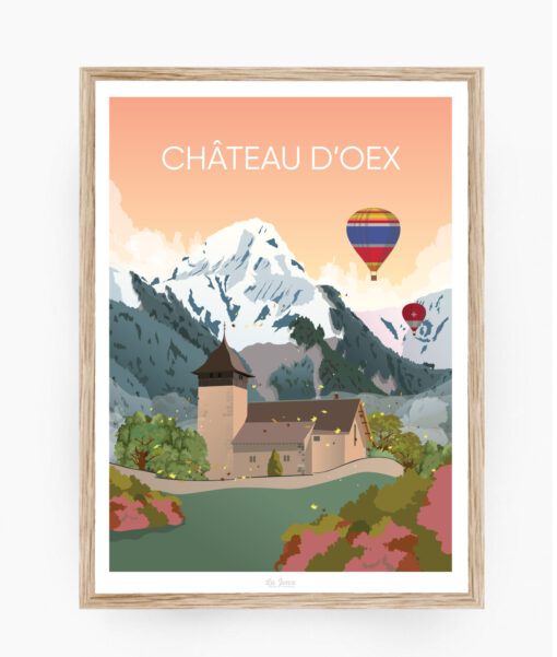 Affiche Château-d'Œx – poster suisse, décoration murale, cadeau suisse
