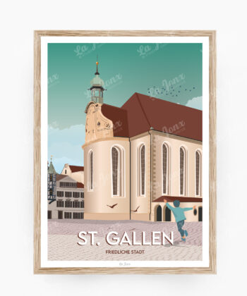 Affiche Abbaye de Saint Gall – poster suisse, décoration murale, cadeau suisse