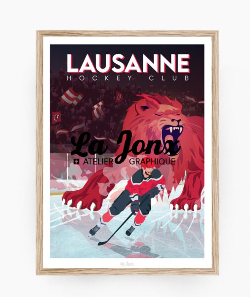 Affiche Lausanne Hockey Club – poster suisse, décoration murale, cadeau suisse