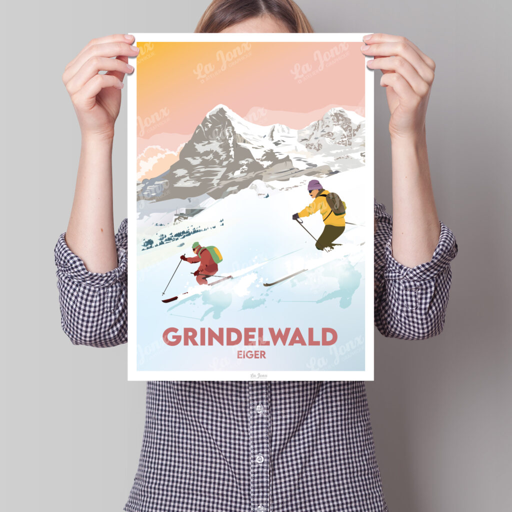 Poster de Grindelwald - Eiger en Suisse, cadeau suisse parfait ou décoration