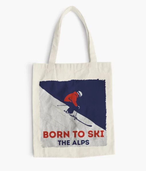Tote bag Born to ski the Alps
