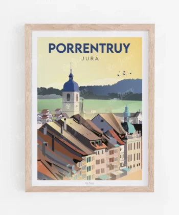 Affiche Porrentruy – poster suisse, décoration murale, cadeau suisse