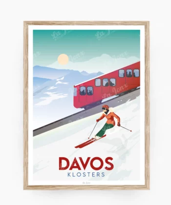 Affiche Davos Klosters – poster suisse, décoration murale, cadeau suisse