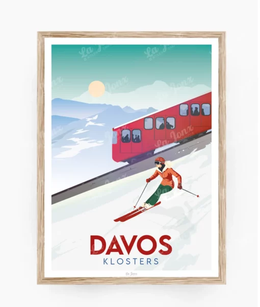 Affiche Davos Klosters – poster suisse, décoration murale, cadeau suisse