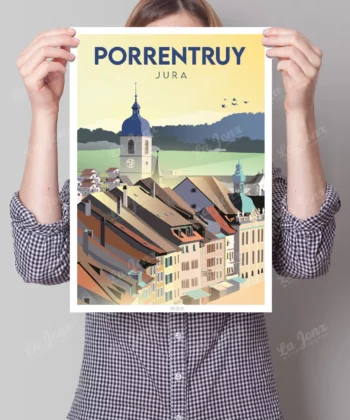 Affiche Porrentruy – poster suisse, décoration murale, cadeau suisse