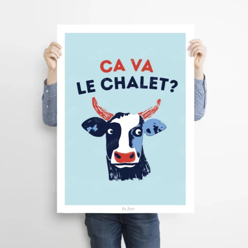 Affiche Ça va le chalet ? – poster suisse, décoration murale, cadeau suisse