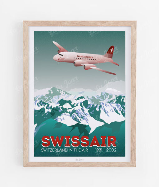 Affiche Swissair - Switzerland in the air – poster suisse, décoration murale, cadeau suisse
