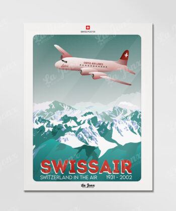 Affiche Swissair - Switzerland in the air – poster suisse, décoration murale, cadeau suisse