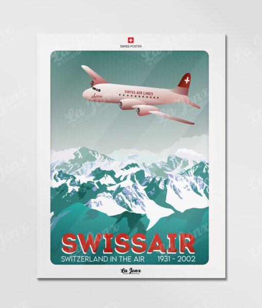 Affiche Swissair - Switzerland in the air – poster suisse, décoration murale, cadeau suisse