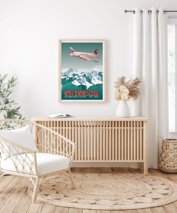 Affiche Swissair - Switzerland in the air – poster suisse, décoration murale, cadeau suisse