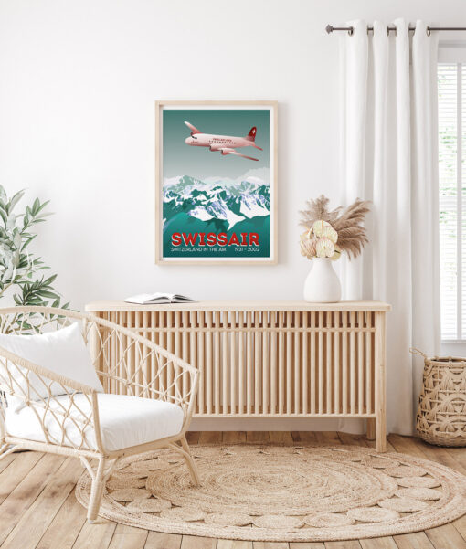Affiche Swissair - Switzerland in the air – poster suisse, décoration murale, cadeau suisse