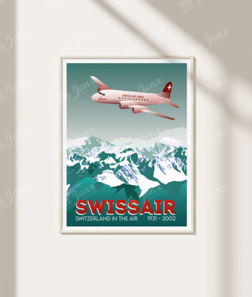 Affiche Swissair - Switzerland in the air – poster suisse, décoration murale, cadeau suisse