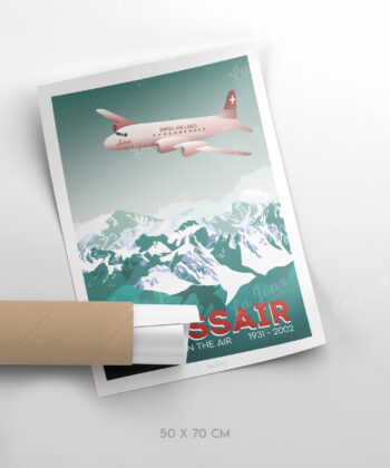 Affiche Swissair - Switzerland in the air – poster suisse, décoration murale, cadeau suisse