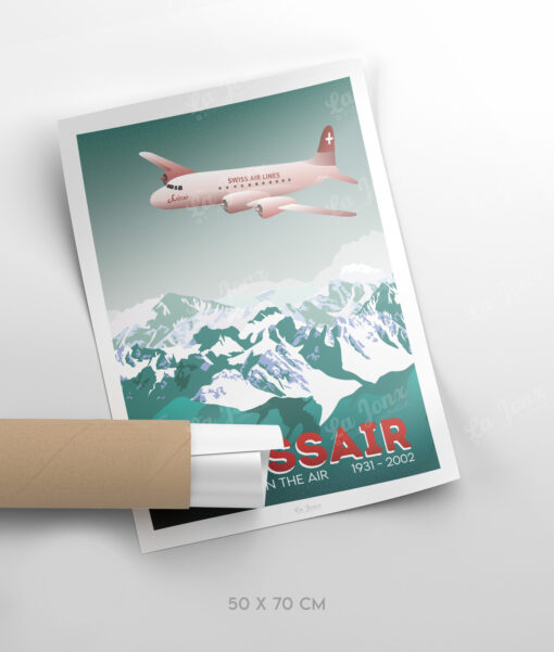 Affiche Swissair - Switzerland in the air – poster suisse, décoration murale, cadeau suisse