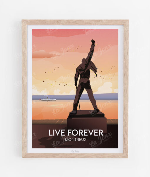 Affiche Montreux - Live forever – poster suisse, décoration murale, cadeau suisse
