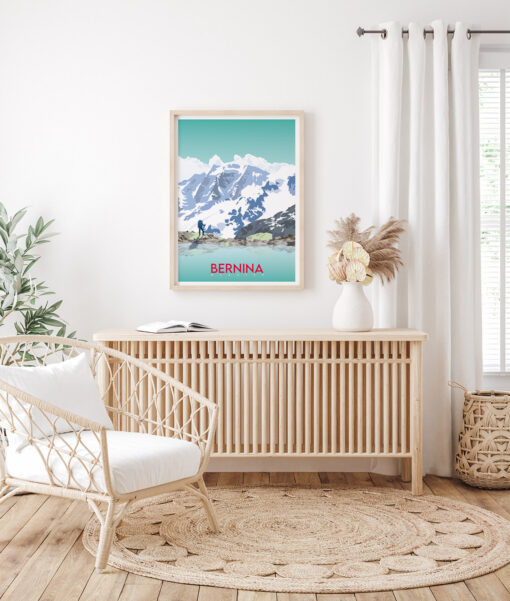 Affiche Bernina - Glacier Morteratsch – poster suisse, décoration murale, cadeau suisse