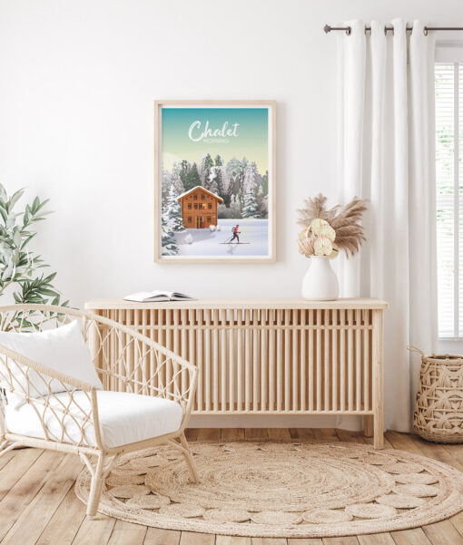 Affiche Chalet Morning – poster suisse, décoration murale, cadeau suisse