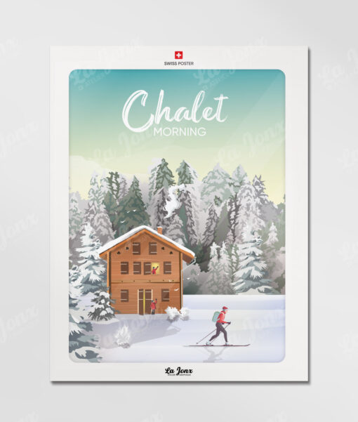 Affiche Chalet Morning – poster suisse, décoration murale, cadeau suisse