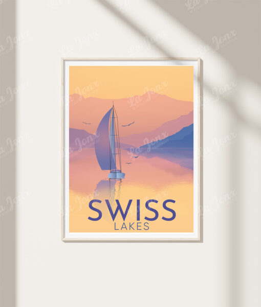 Poster of Swiss Lakes, Switzerland, perfect for gift-wrapping and unframed.