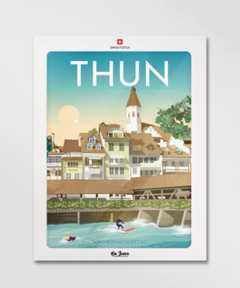 Affiche de Thoune, Suisse, parfaite pour offrir sous enveloppe et sans cadre