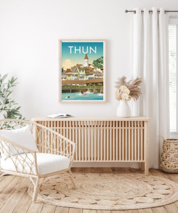 Affiche de Thoune, cadeau original, sur un mur