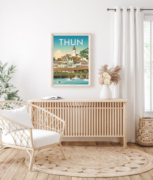 Affiche de Thoune, cadeau original, sur un mur