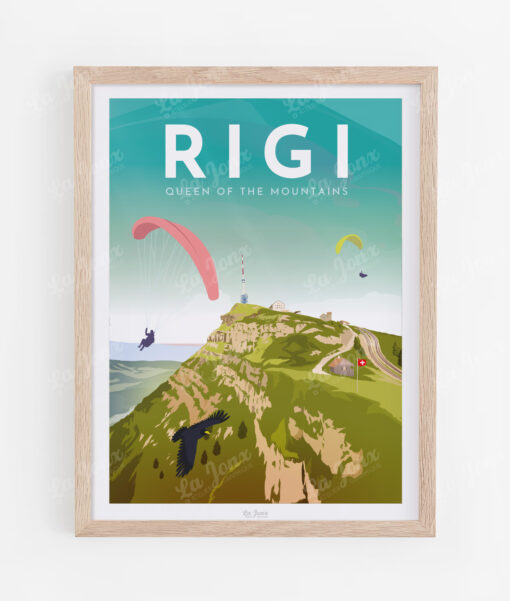 Rigi poster, presented in a wooden frame