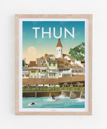 Affiche de Thoune, présentée dans un cadre en bois