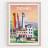 Affiche de Troinex, présentée dans un cadre en bois