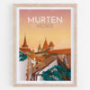 Murten poster, presented in a wooden frame