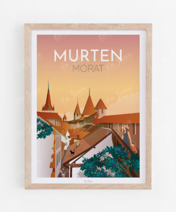 Affiche de Morat, présentée dans un cadre en bois